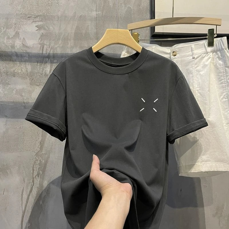 Korean Version of Summer Thin New Simple Printing Crew Neck Short-sleeved T-shirt Men and Women High-quality Versatile Top