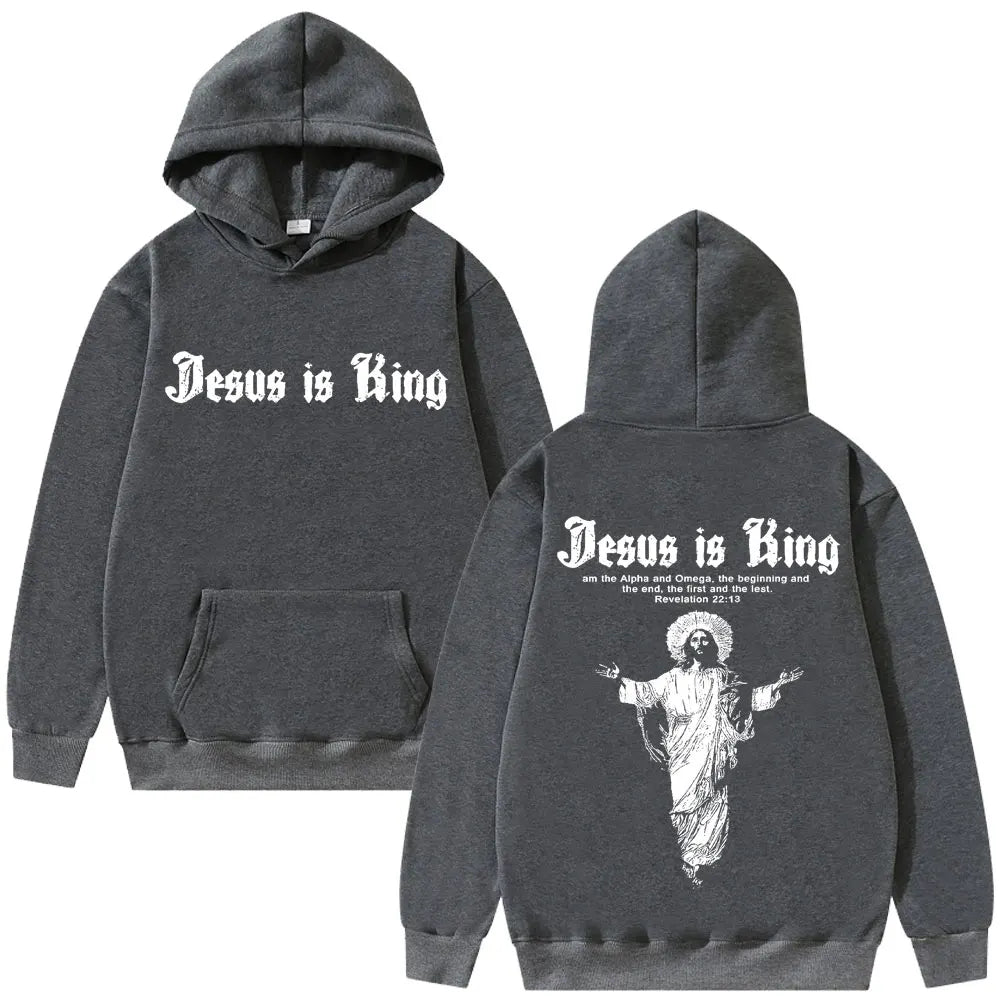 Jesus Is King Graphic Hoodie Christian Religious Clothes Men Women Fashion Gothic Rock Sweatshirt Hip Hop Oversized Streetwear