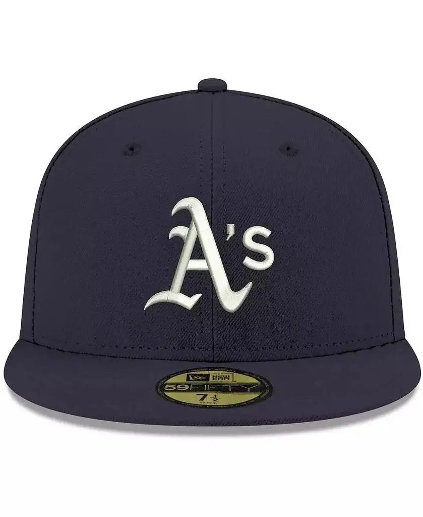 New Era | Men's Navy Oakland Athletics Logo White 59FIFTY Fitted Hat