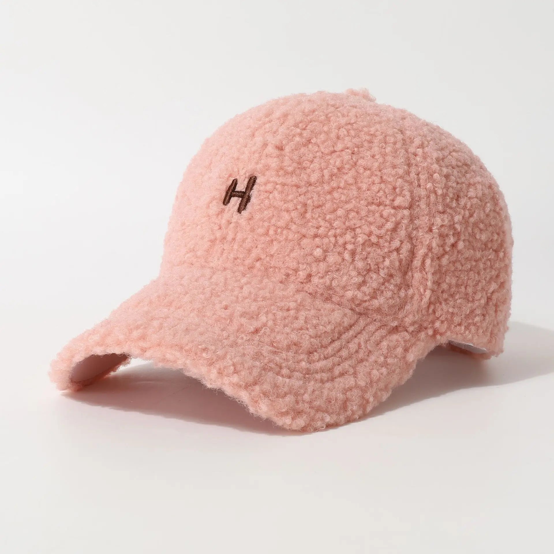 Warmth Embroidered Letter Lamb Fur Baseball Cap Women's Versatile Small Face Duckbill Cap Autumn Winter New Style Fashionable...