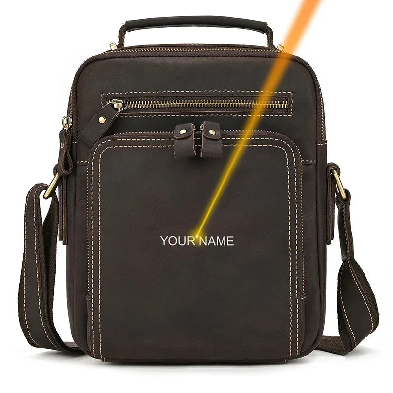 Newsibrds High Quality Genuine Leather Shoulder Bag Real Cowhide Men's Crossbody Bag Vintage Style Leather Sling Bag Of Man