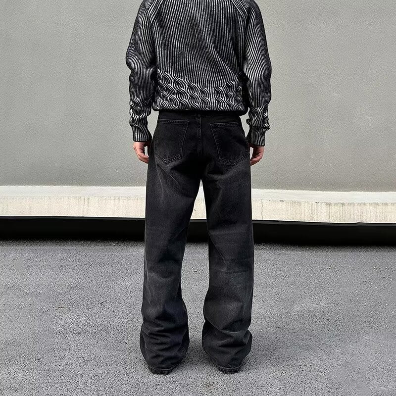 Spring And Autumn Mid-waist Regular American High Street Retro Patchwork Jeans