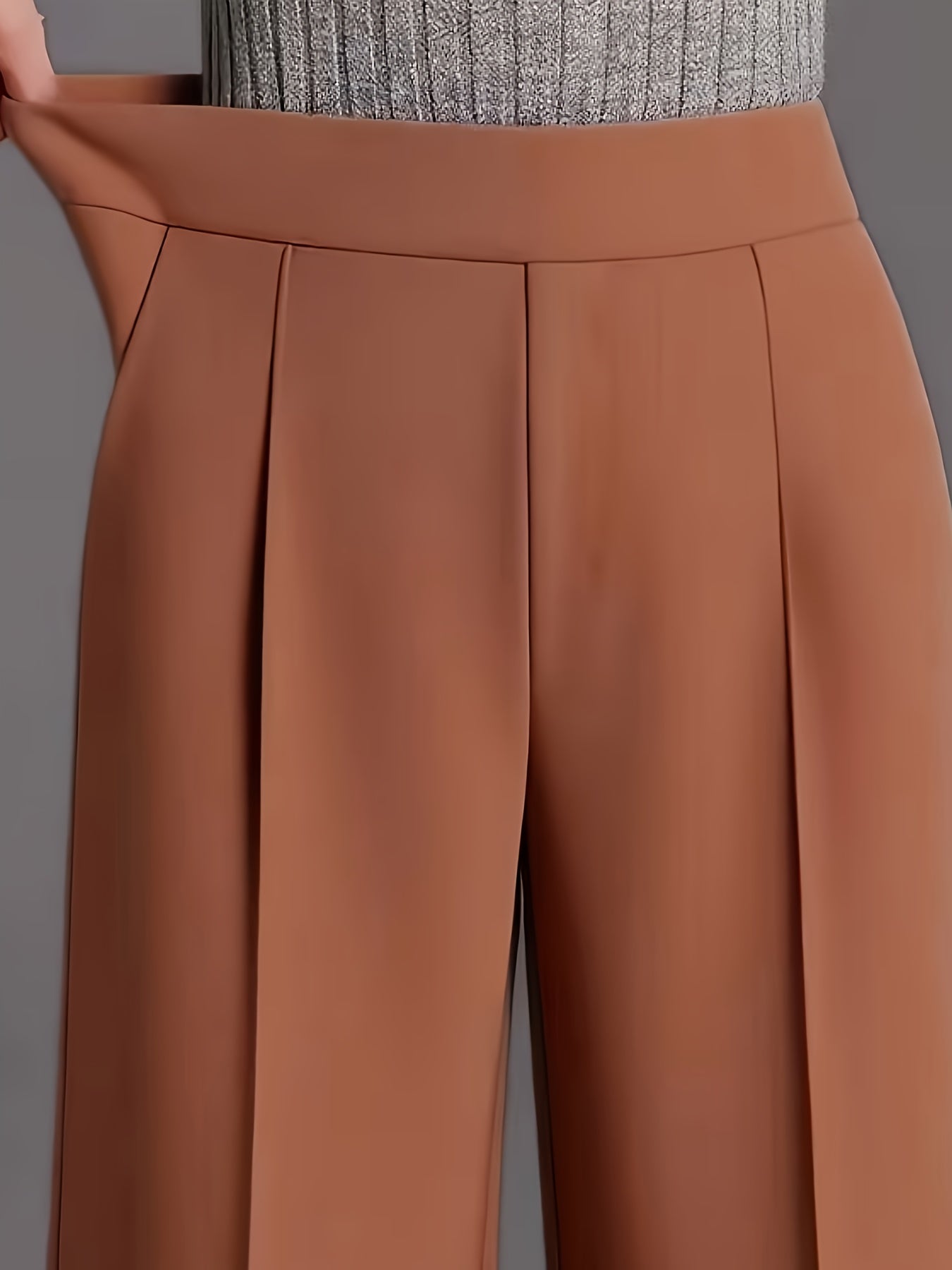 Women's Elegant High-Waisted Slant Pocket Solid Color Straight-Leg Pants