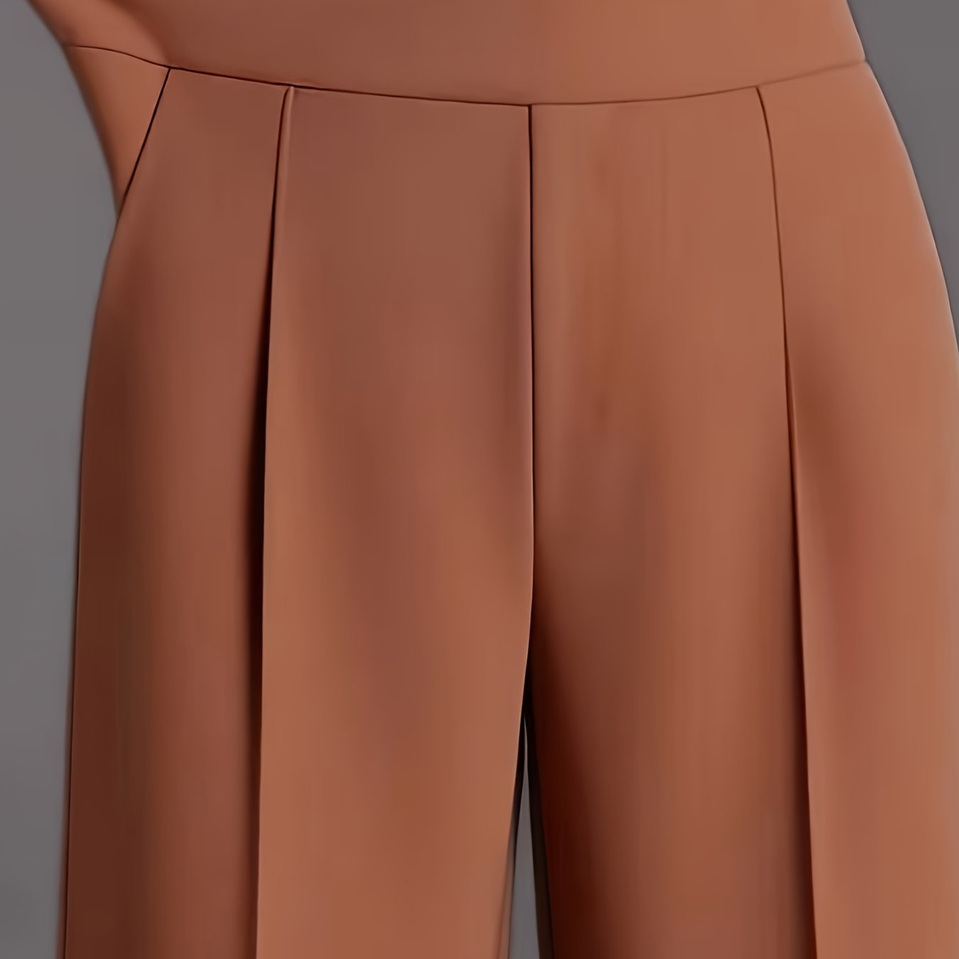 Women's Elegant High-Waisted Slant Pocket Solid Color Straight-Leg Pants