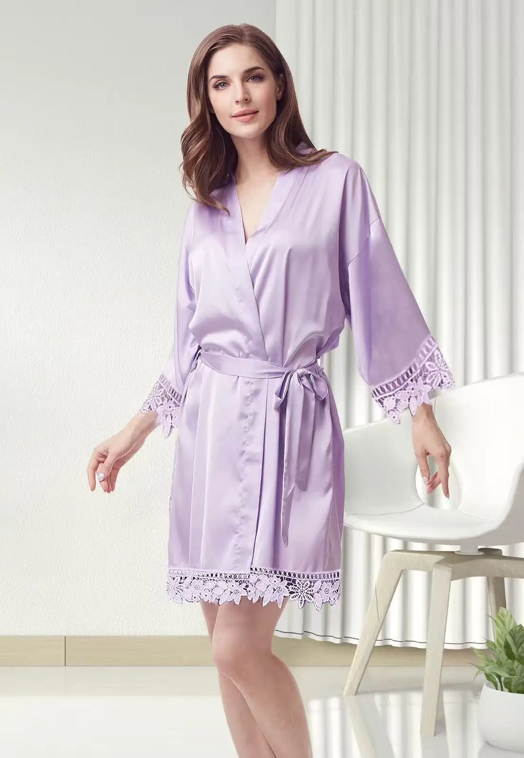Bridesmaid Robes Bride Gift Bride Robe Bridesmaid Gift Satin Lace Robe Bride Dressing Gown Bridal Party Robes Wedding Robe Perso