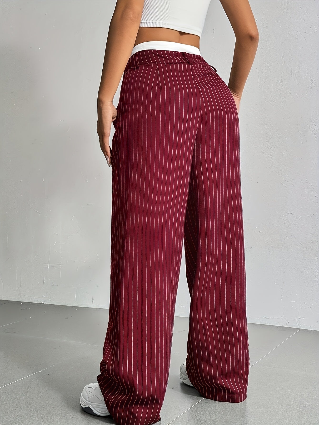 New Cross-Border Design of High-Waisted, Casual, Spliced Straight Pants with a Minimalist Drape Style Inspired by Japanese And Korean Fashion