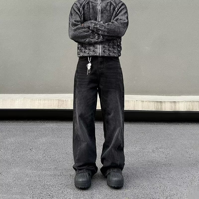 Spring And Autumn Mid-waist Regular American High Street Retro Patchwork Jeans