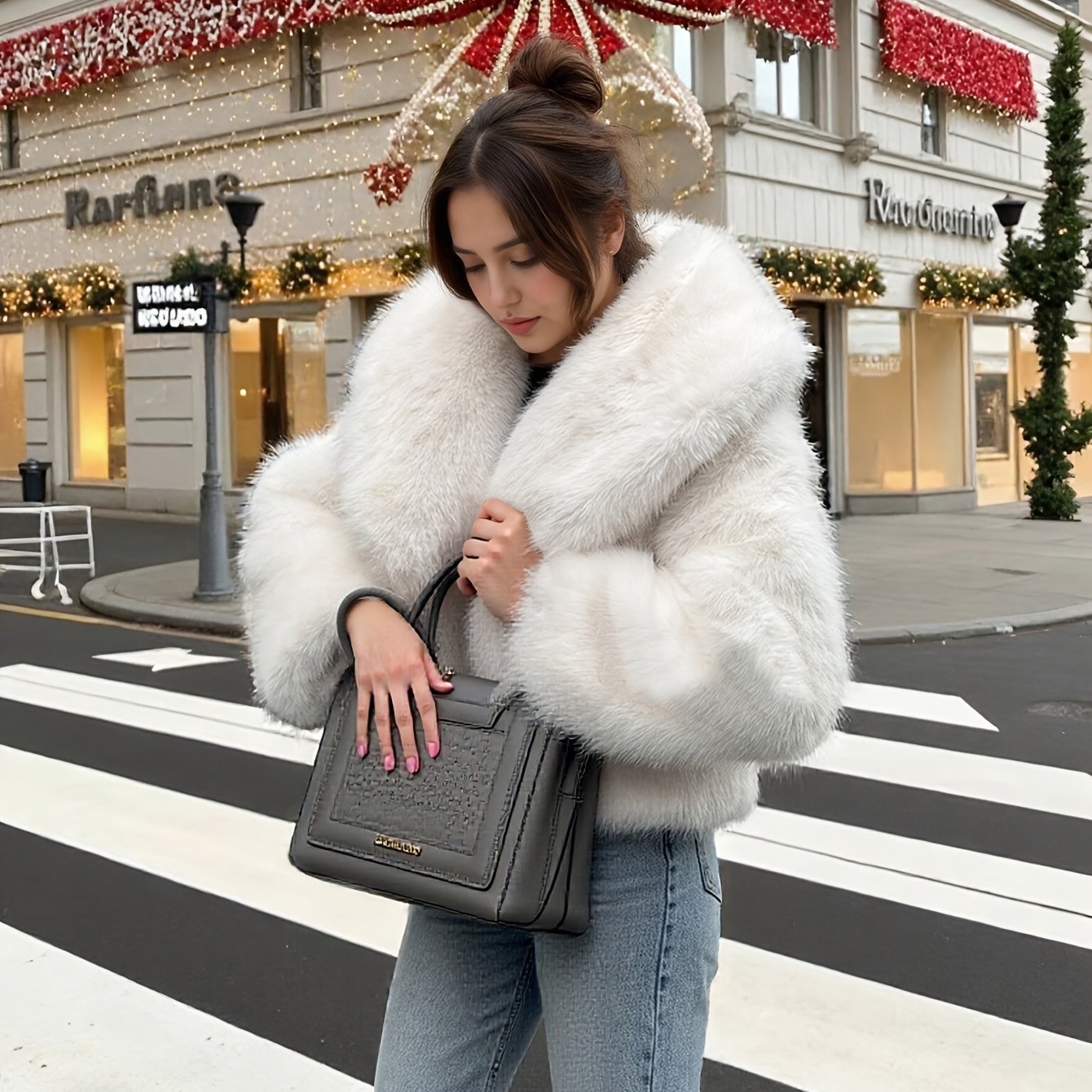 Faux Winter Warm Fashion Plush Top Short Coat for Women