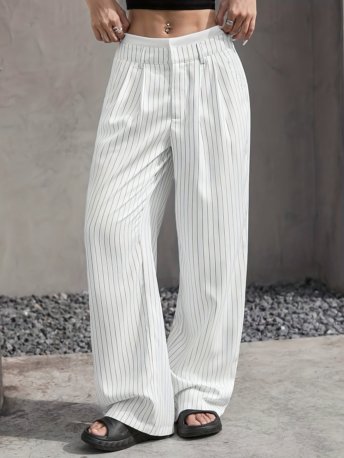 New Cross-Border Design of High-Waisted, Casual, Spliced Straight Pants with a Minimalist Drape Style Inspired by Japanese And Korean Fashion