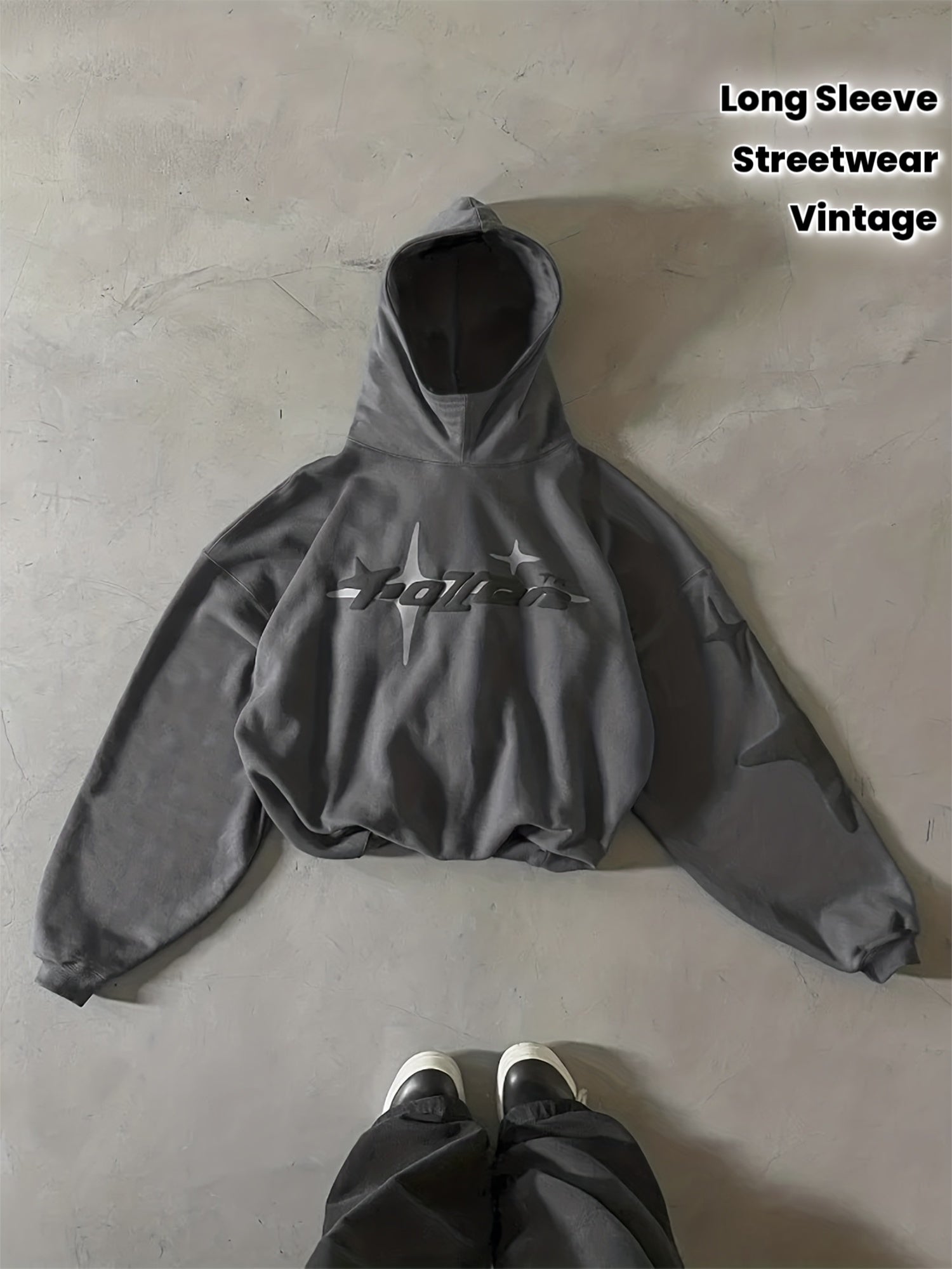 Y2K Hoodie with Graphic Print Harajuku Hip-Hop Casual Sweatshirt, New Vintage Loose Fit Unisex Streetwear, Letter Print Long Sleeve Fashion Jacket Hooded Sweatshirt